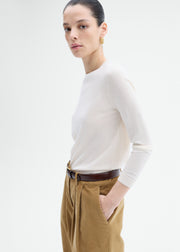 Long Sleeve Crew in Fine Cashmere - Ivory - CO Collections